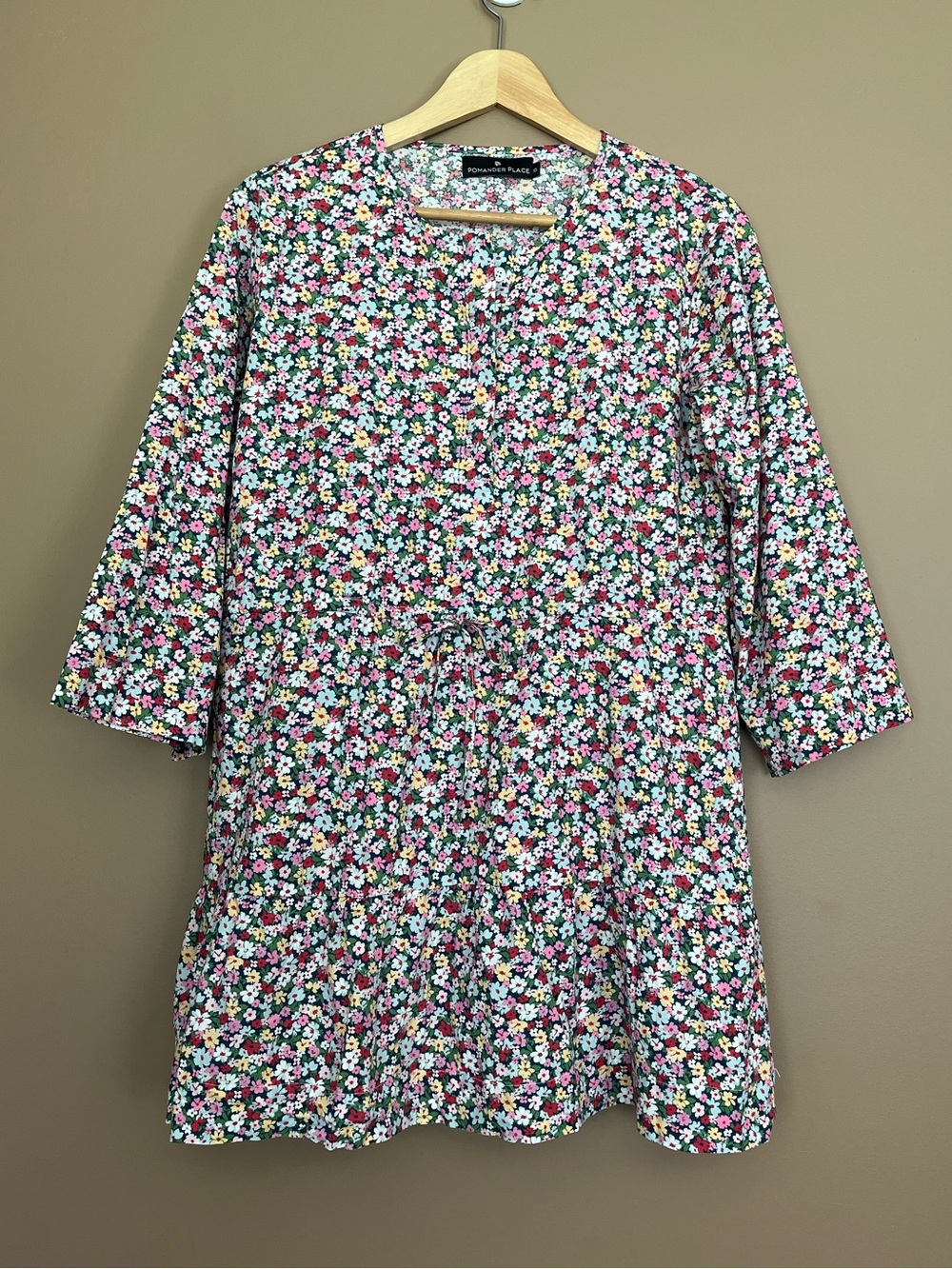 {Pomander Place} Ditsy Floral Lucy Mini Dress with Tie at Waist - Womens XS